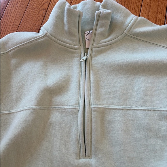 Light Green Offline by Aerie Quarter Zip Sweatshirt - Picture 6 of 10